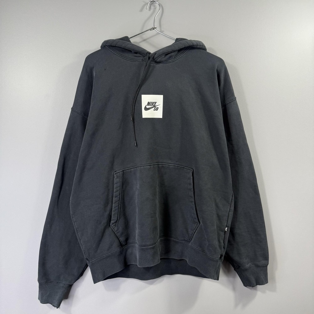 Nike SB Hoodie Mens Large Gray Fleece Pullover Kangaroo Pocket Logo Skateboard